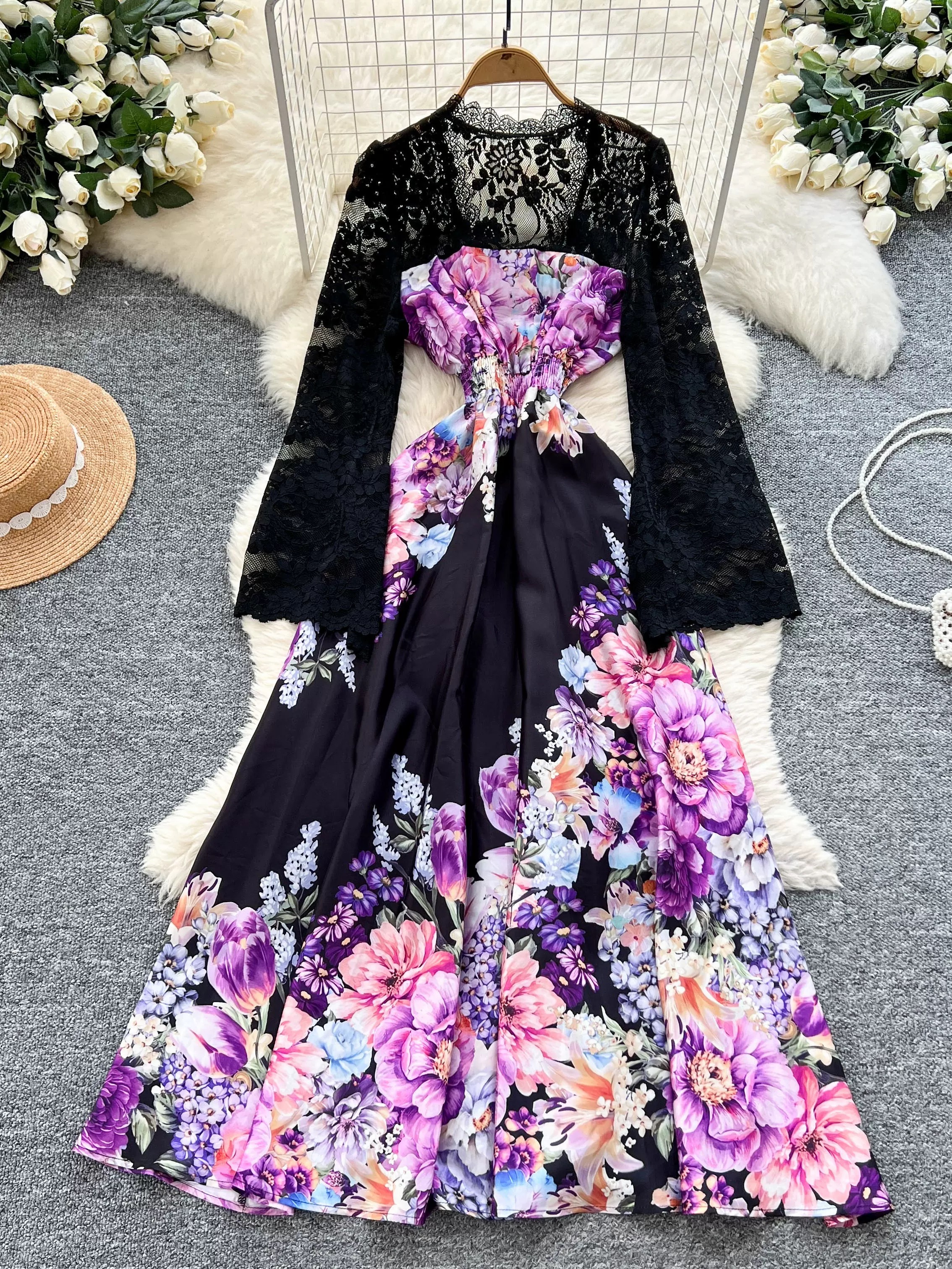 Her favorite print dress ED194 images